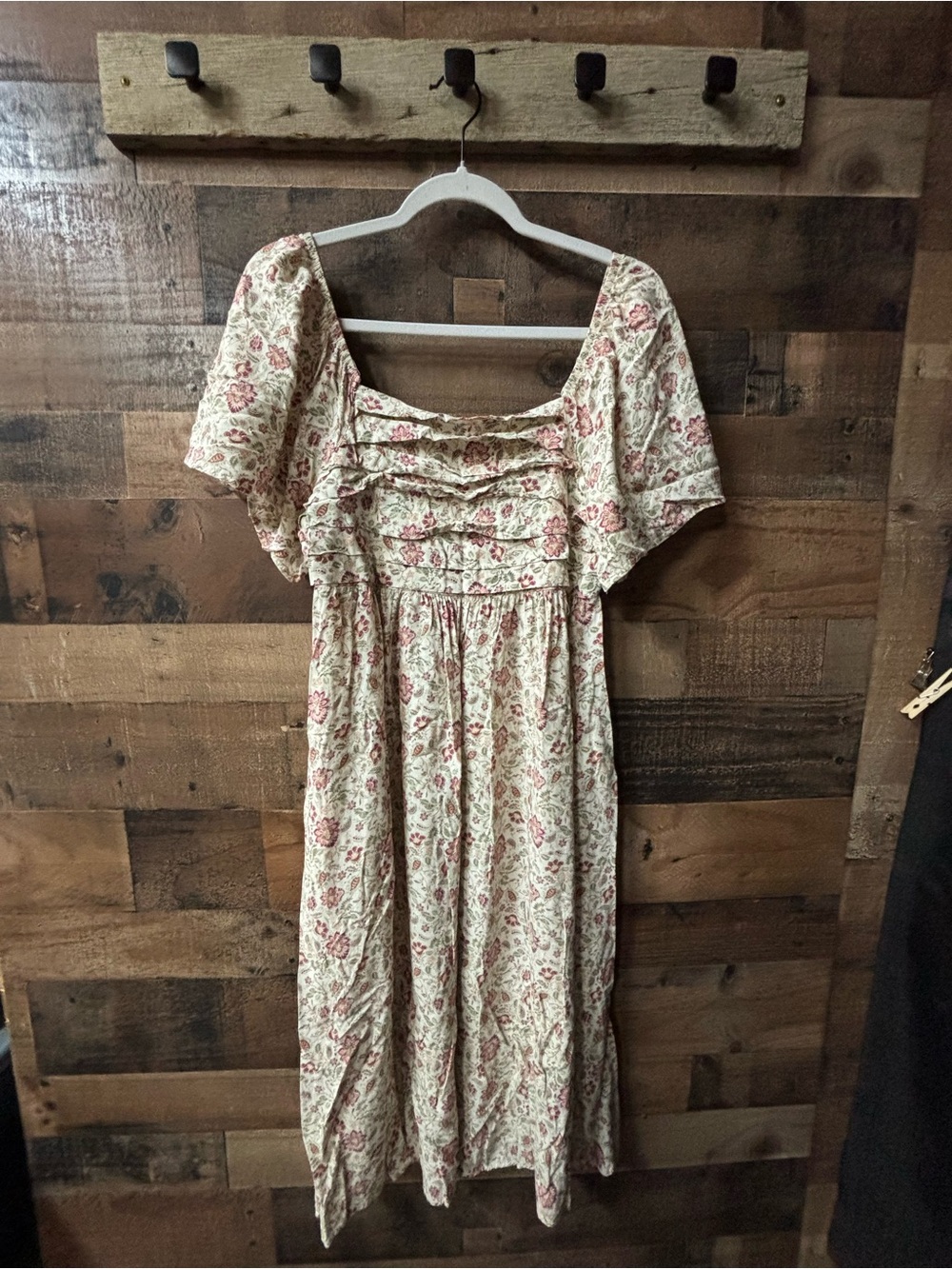 Maurices Cream Midi Dress with Pink Floral Print